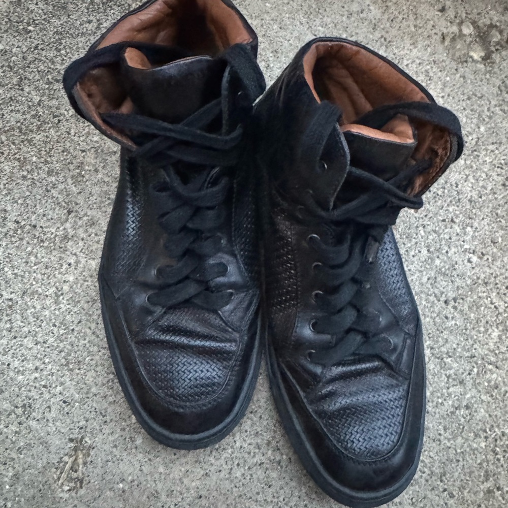 Aquatalia Black Textured High-Top Sneakers
